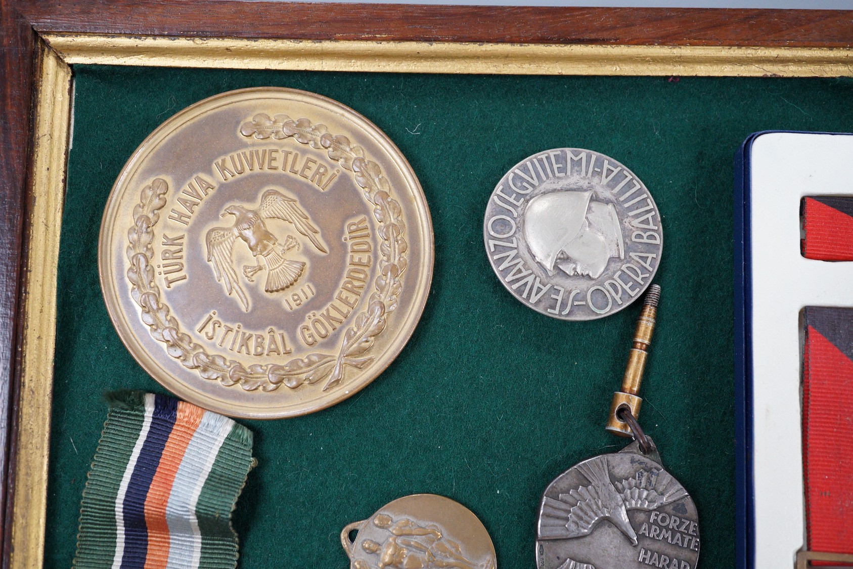 Foreign medals - Pakistan GSM with Kashmir 1948 clasp, two Liberation of Kuwait medals, Saudi Arabia and Kuwait issues, East German reserve medal, Italian Ethiopia Campaign 1937 medal, ONB badge and Combattimento medal,